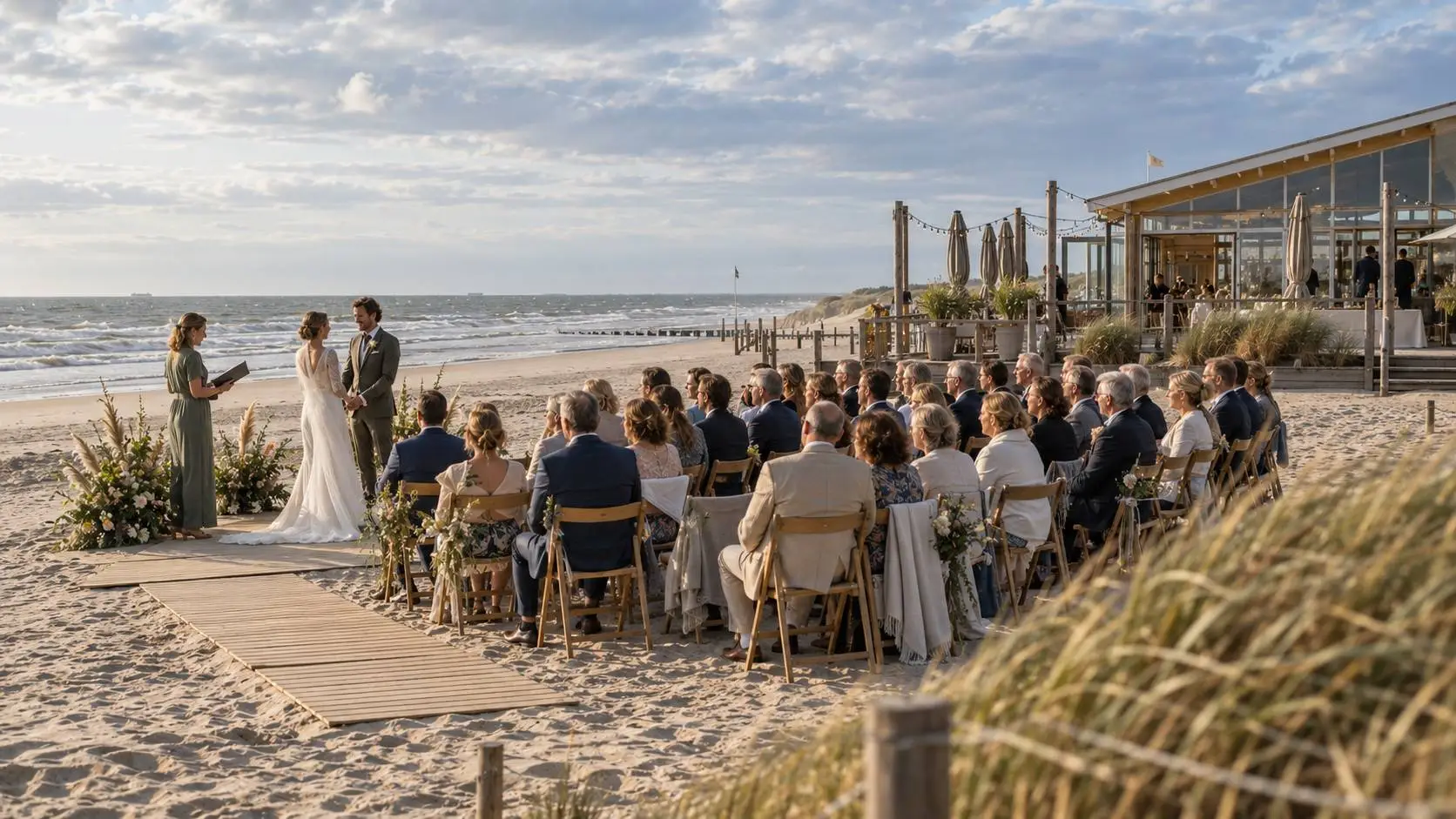 Strand trouwlocatie voor een ontspannen huwelijksceremonie aan zee in Nederland