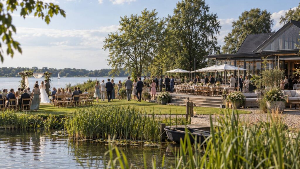 Trouwlocaties aan het water met een sfeervolle ceremonie en diner aan een Nederlands meer